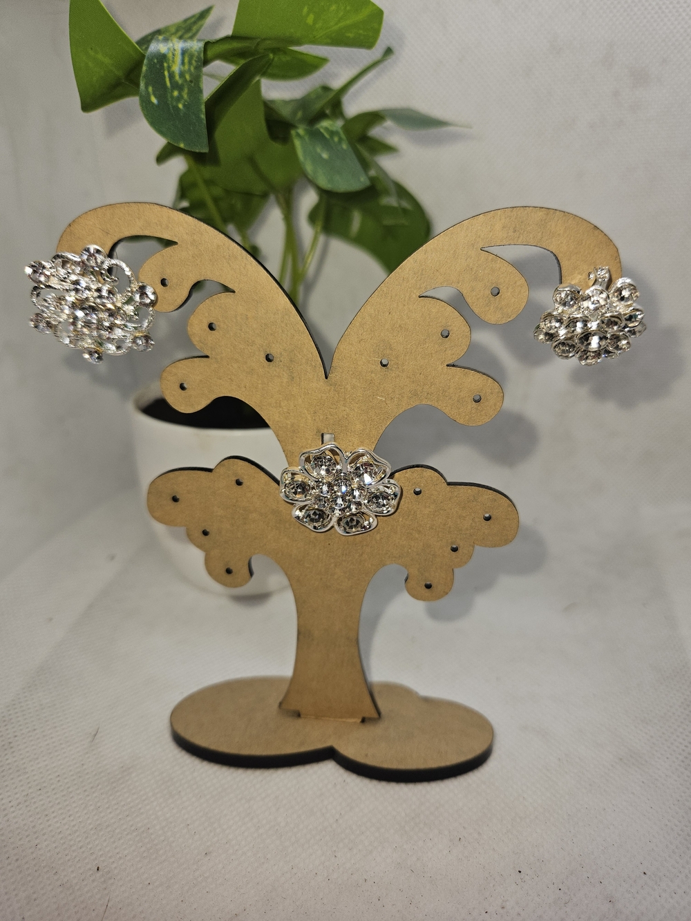 Rhinestone Flower Jewelry Set - Silver Sparkle